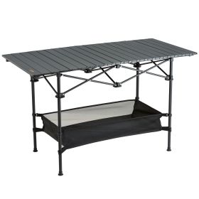 VEVOR Folding Camping Table, Outdoor Portable Side Tables, Lightweight Fold Up Table, Aluminum & Steel Ultra Compact Work Table with Large Storage and