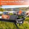 Folding Charcoal BBQ Grill Stainless Steel Grill with Shelf Net Easy Setup for Camping Picnic Outdoor Party Backyard