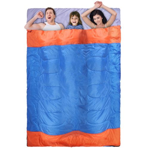 3 People Sleeping Bag for Adult Kids Lightweight Water Resistant Camping Cotton Liner Cold Warm Weather Indoor Outdoor Use 3 Season with Sack for Spri 3 People Sleeping Bag for Adult Kids Lightweight Water Resistant Camping Cotton Liner Cold Warm Weather Indoor Outdoor Use 3 Season with Sack for Spri